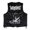 Chaleco de piel original más espaldera bordada B WEREGOAT Black/Death Metal