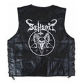 Chaleco de piel original más espaldera bordada BEHERIT Black Metal