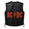 Chaleco de piel original más espaldera bordada ACDC