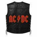 Chaleco de piel original más espaldera bordada ACDC Hard Rock