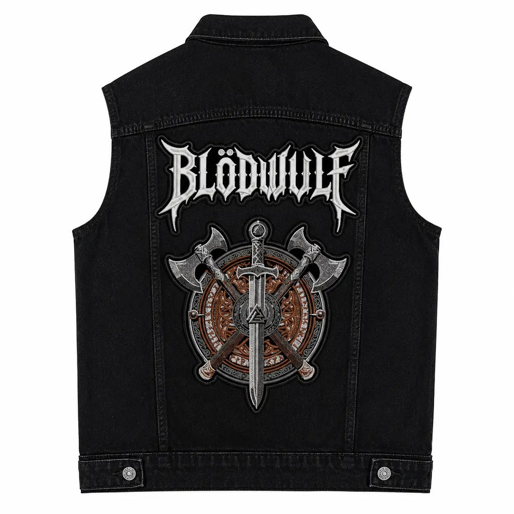 Chaleco de Mezclilla más Espaldera BLÜDWÜLF Blackened Crust Punk Thrash Metal