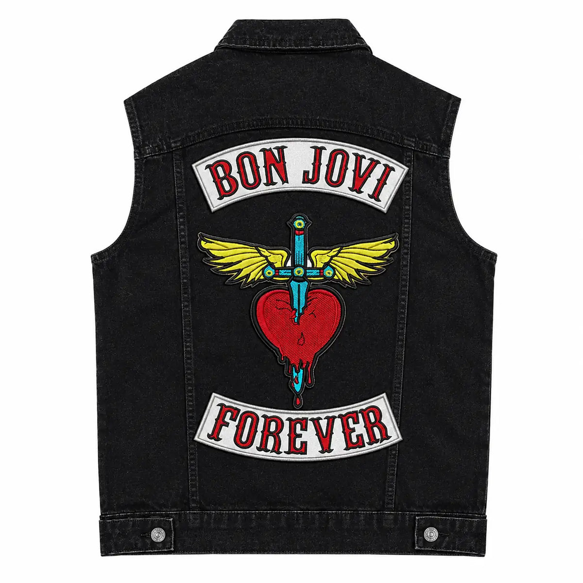 Chaleco de Mezclilla más Espaldera BON JOVI Hard Rock