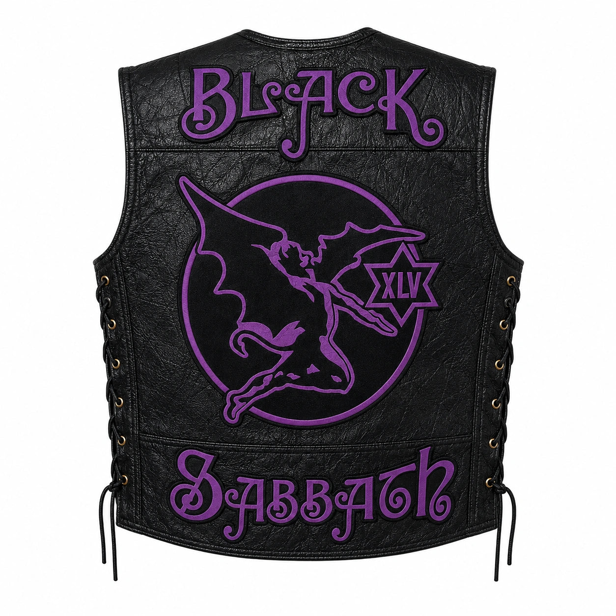 Chaleco de piel original más espaldera bordada BLACK SABBATH