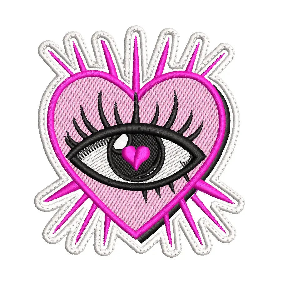 Parche Bordado Corazón Con Ojo y Espinas
