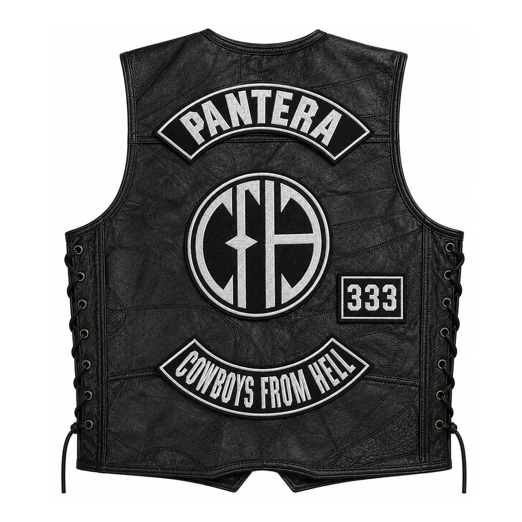 Chaleco de piel original más espaldera bordada PANTERA