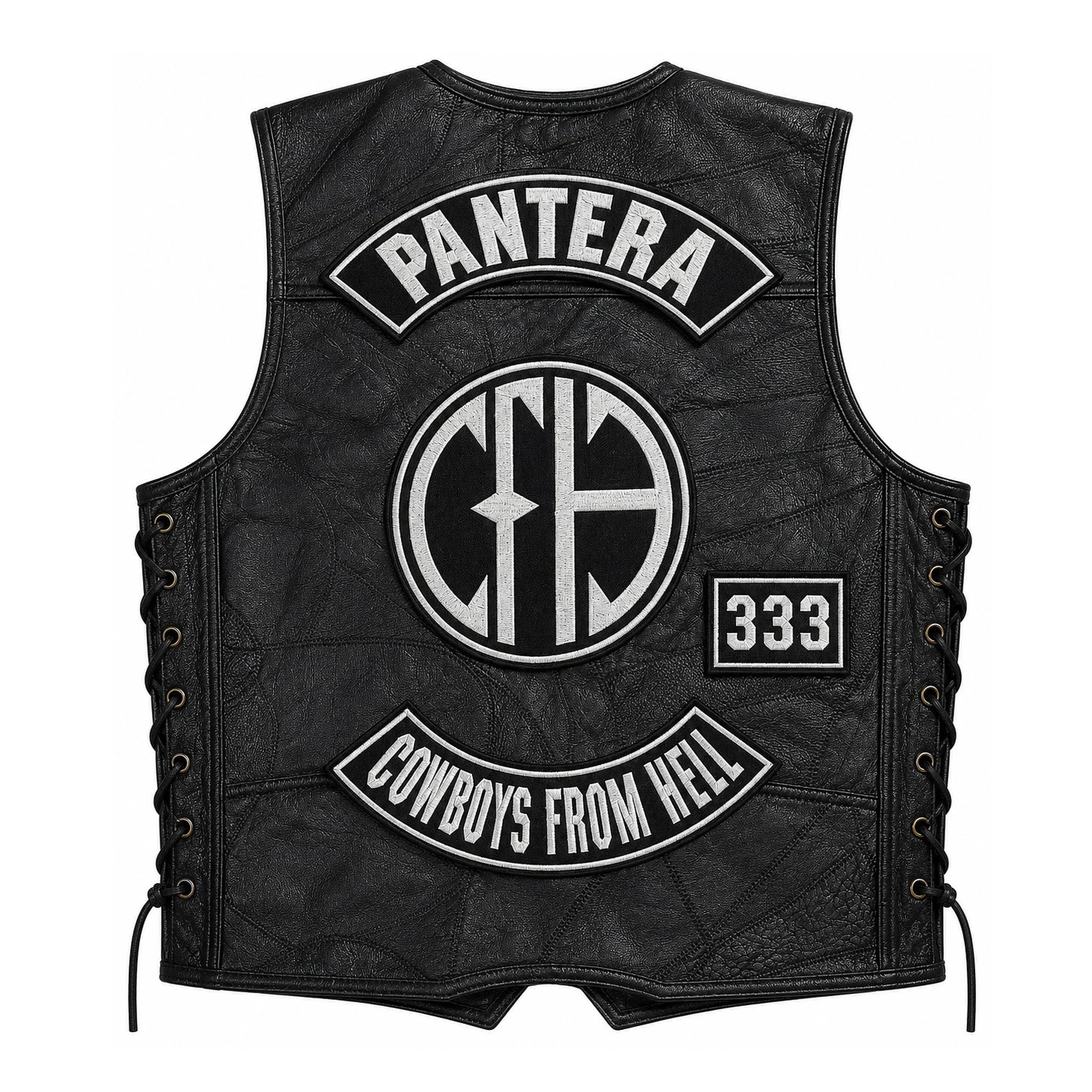 Chaleco de piel original más espaldera bordada PANTERA