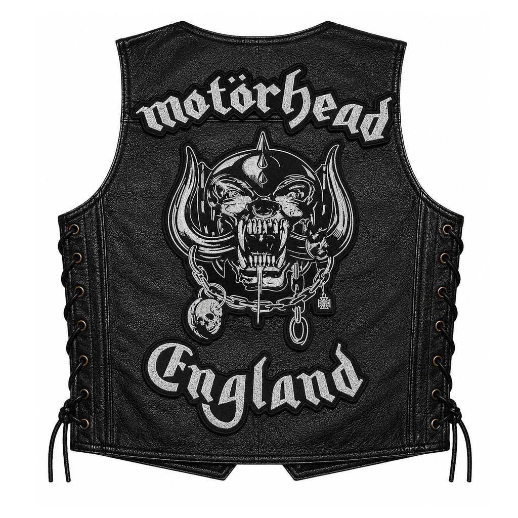 Chaleco de piel original más espaldera bordada MOTORHEAD P Heavy Metal