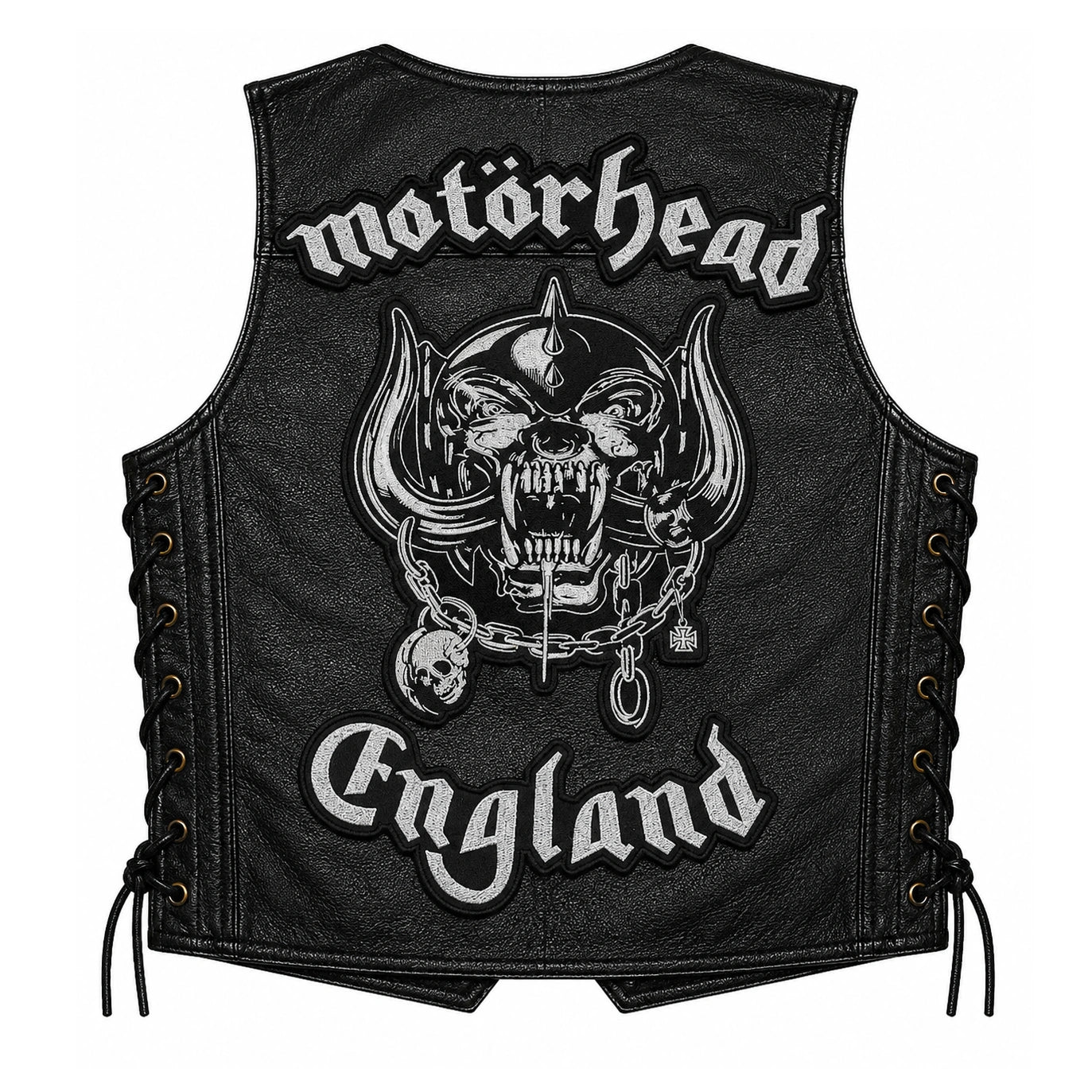 Chaleco de piel original más espaldera bordada MOTORHEAD P Heavy Metal