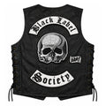 Chaleco de piel original más espaldera bordada BLACK LABEL Metal
