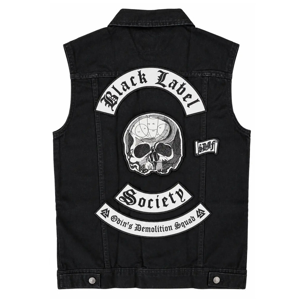 Chaleco de mezclilla más espaldera bordada BLACK LABEL Metal