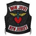 Chaleco de piel original más espaldera bordada BON JOVI