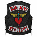 Chaleco de piel original más espaldera bordada BON JOVI Hard Rock