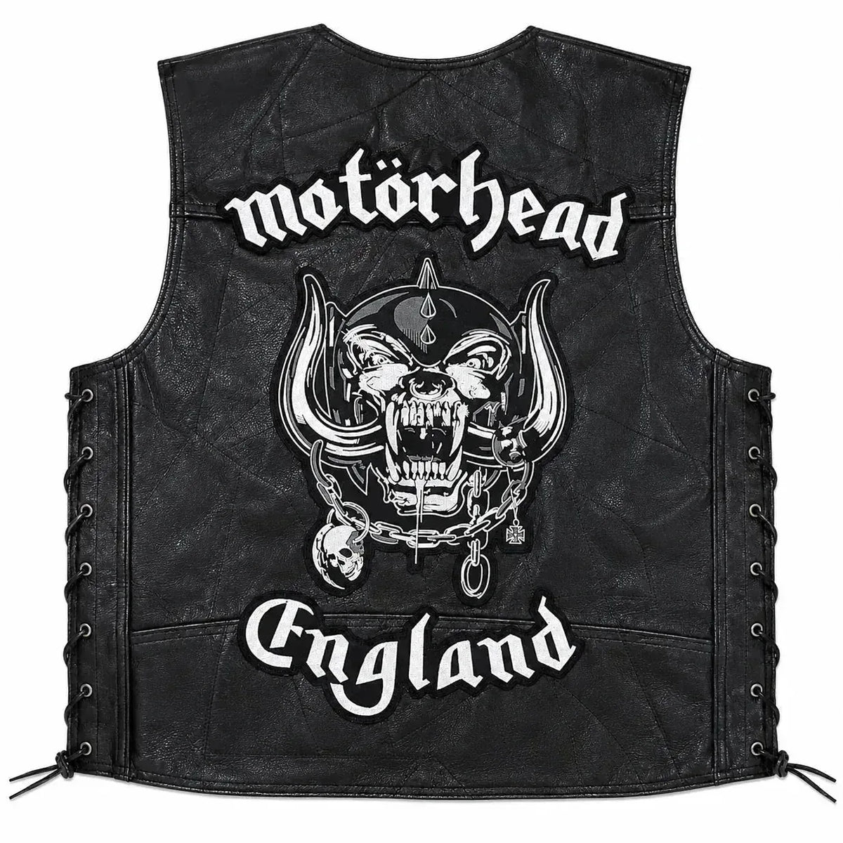 Chaleco de piel original más espaldera bordada MOTORHEAD B Heavy Metal
