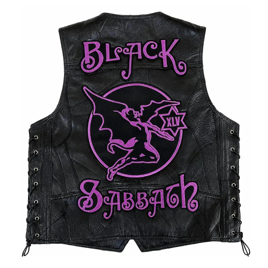 Chaleco de piel original más espaldera bordada BLACK SABBATH Heavy Metal