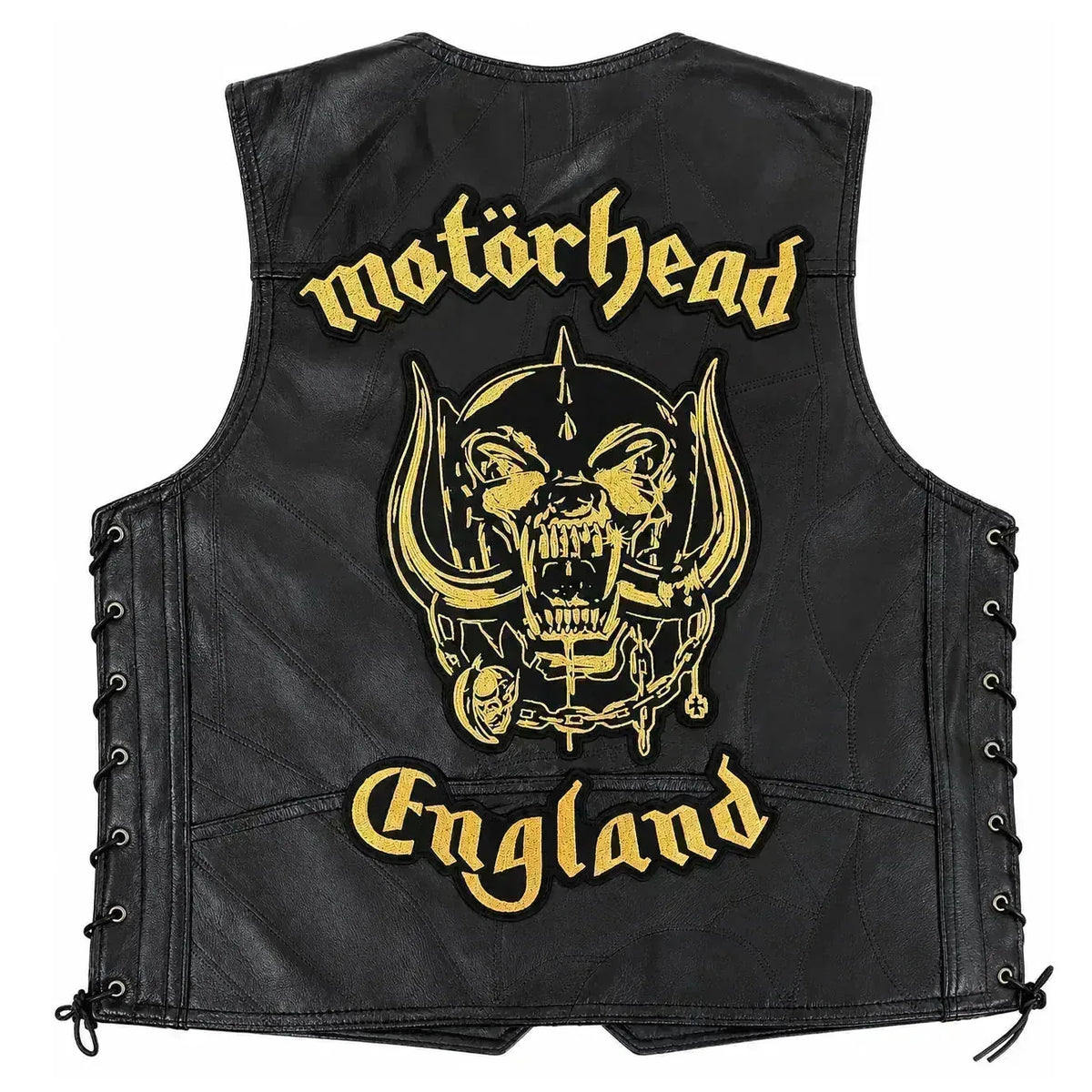 Chaleco de piel original más espaldera bordada MOTORHEAD D Heavy Metal