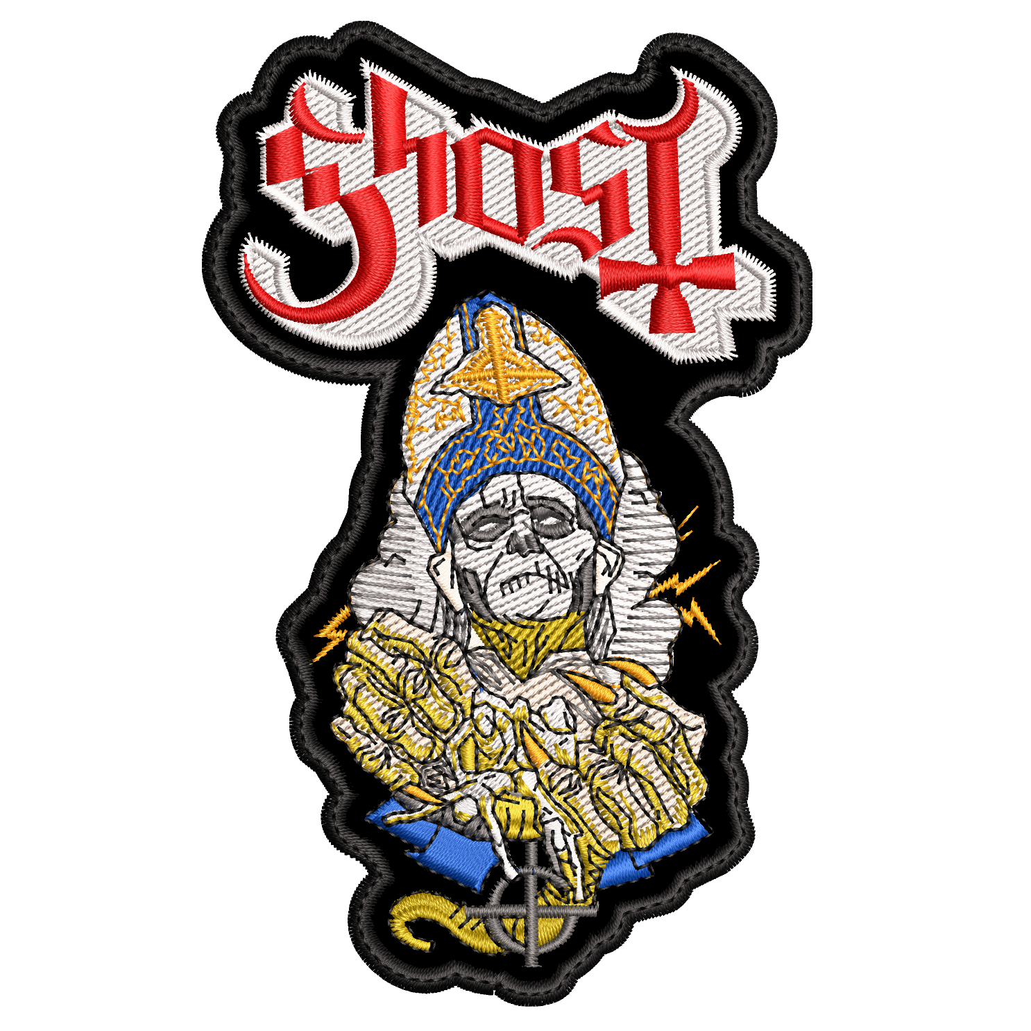 Parche Bordado cruz GHOST Heavy Metal
