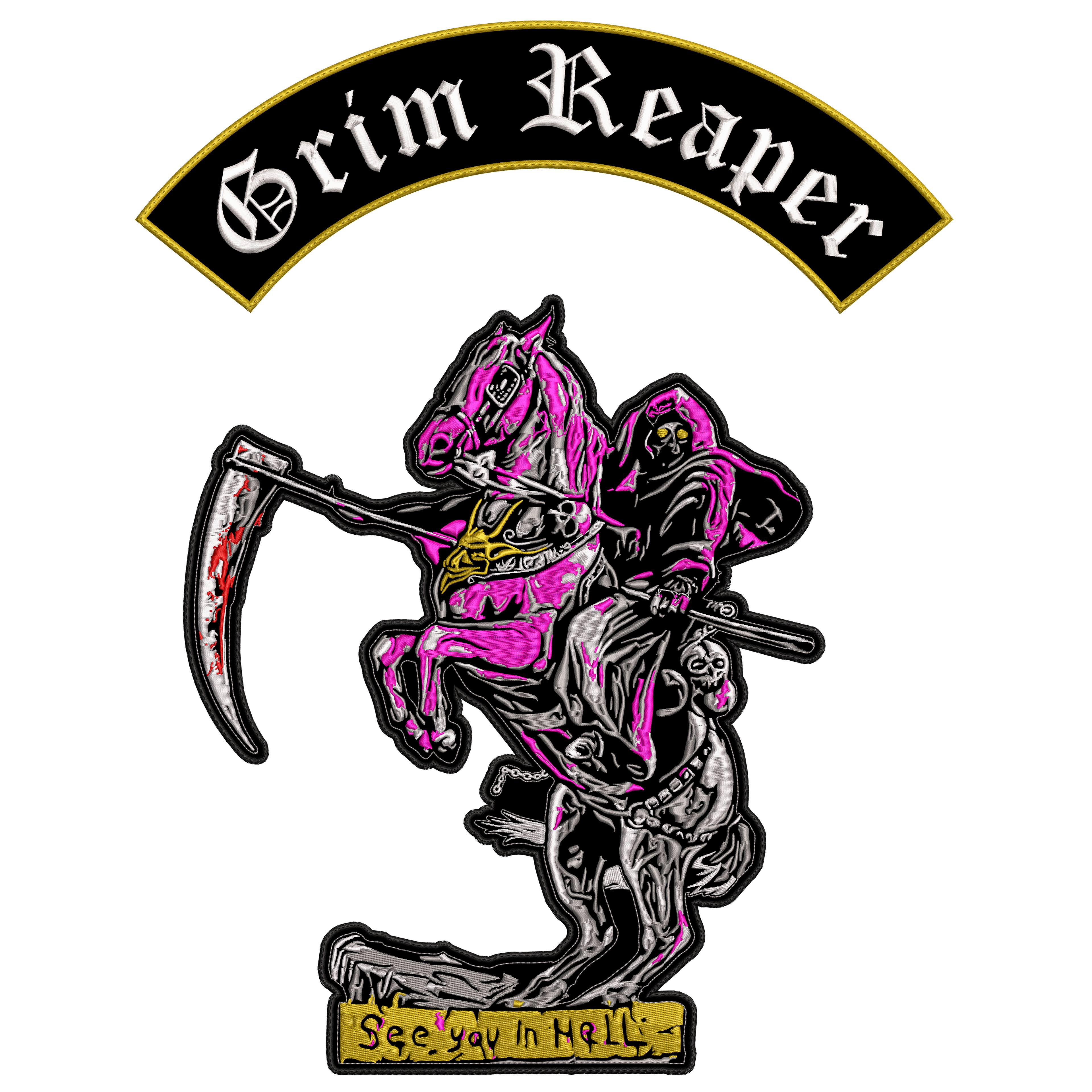 Espaldera Bordada See you in Hell GRIM REAPER Metal