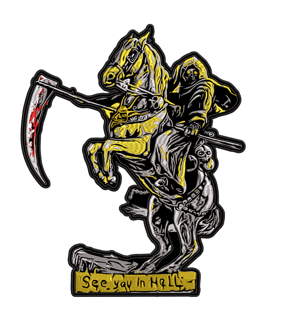Espaldera Bordada See you in Hell GRIM REAPER Metal