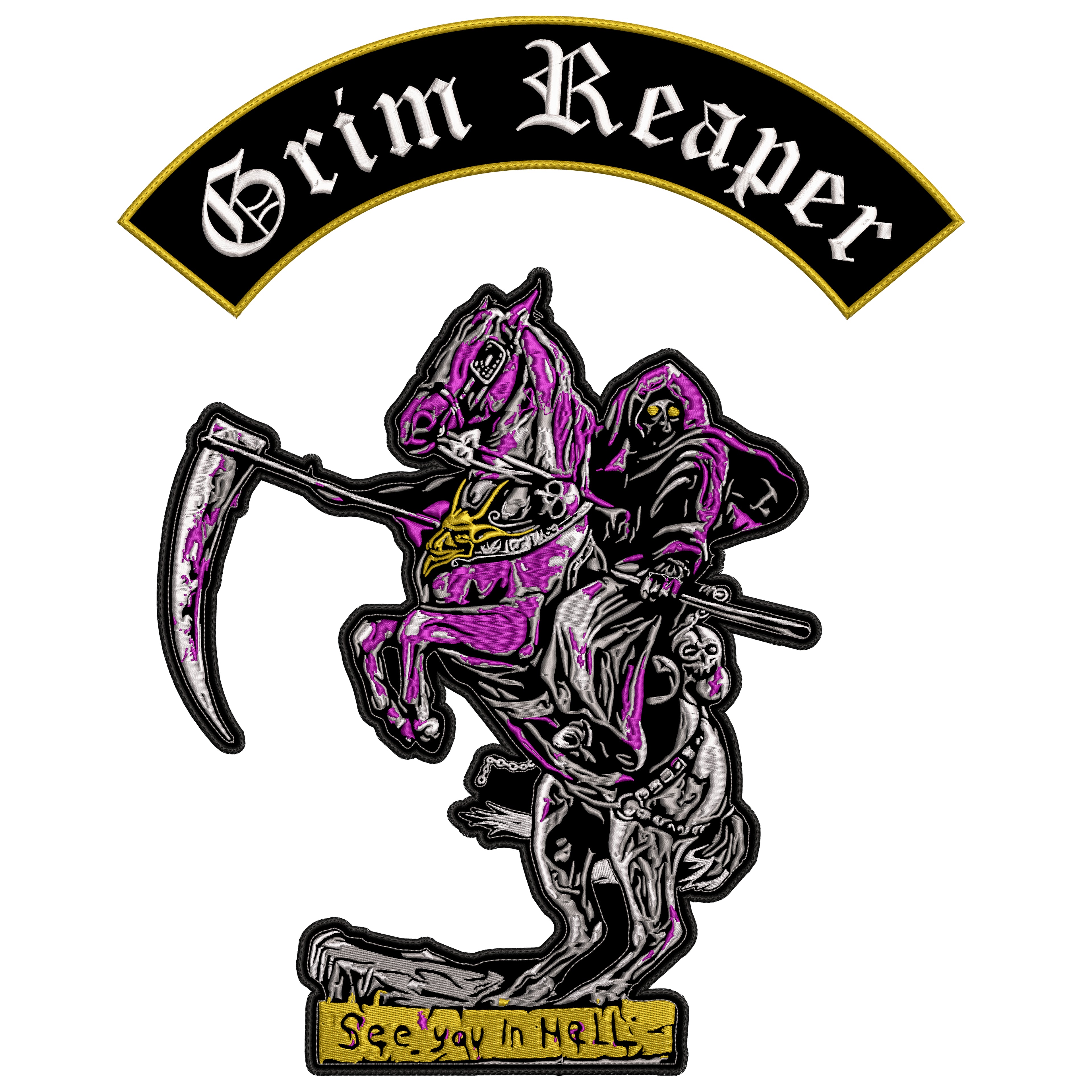 Espaldera Bordada See you in Hell GRIM REAPER Metal