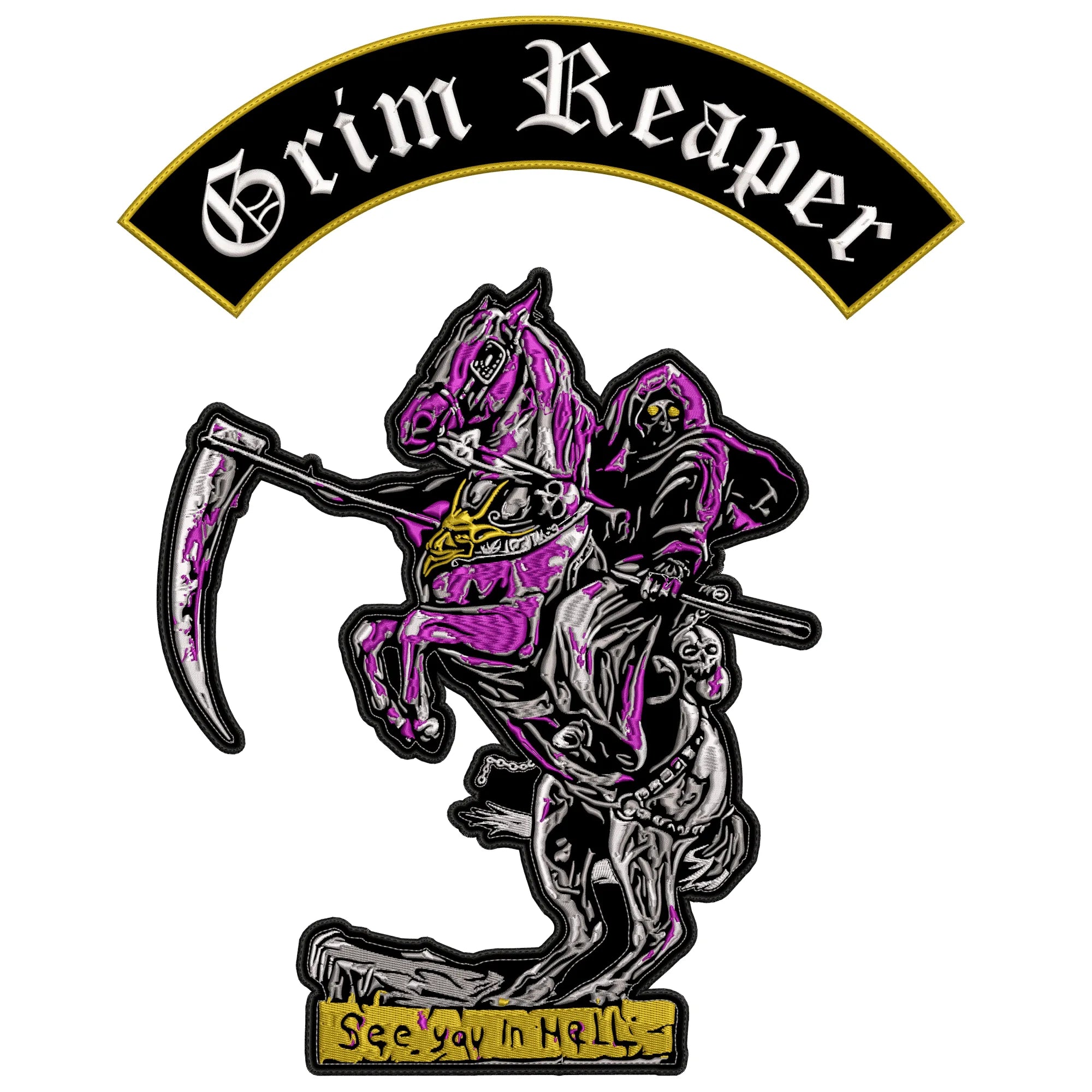 Espaldera Bordada See you in Hell GRIM REAPER Metal