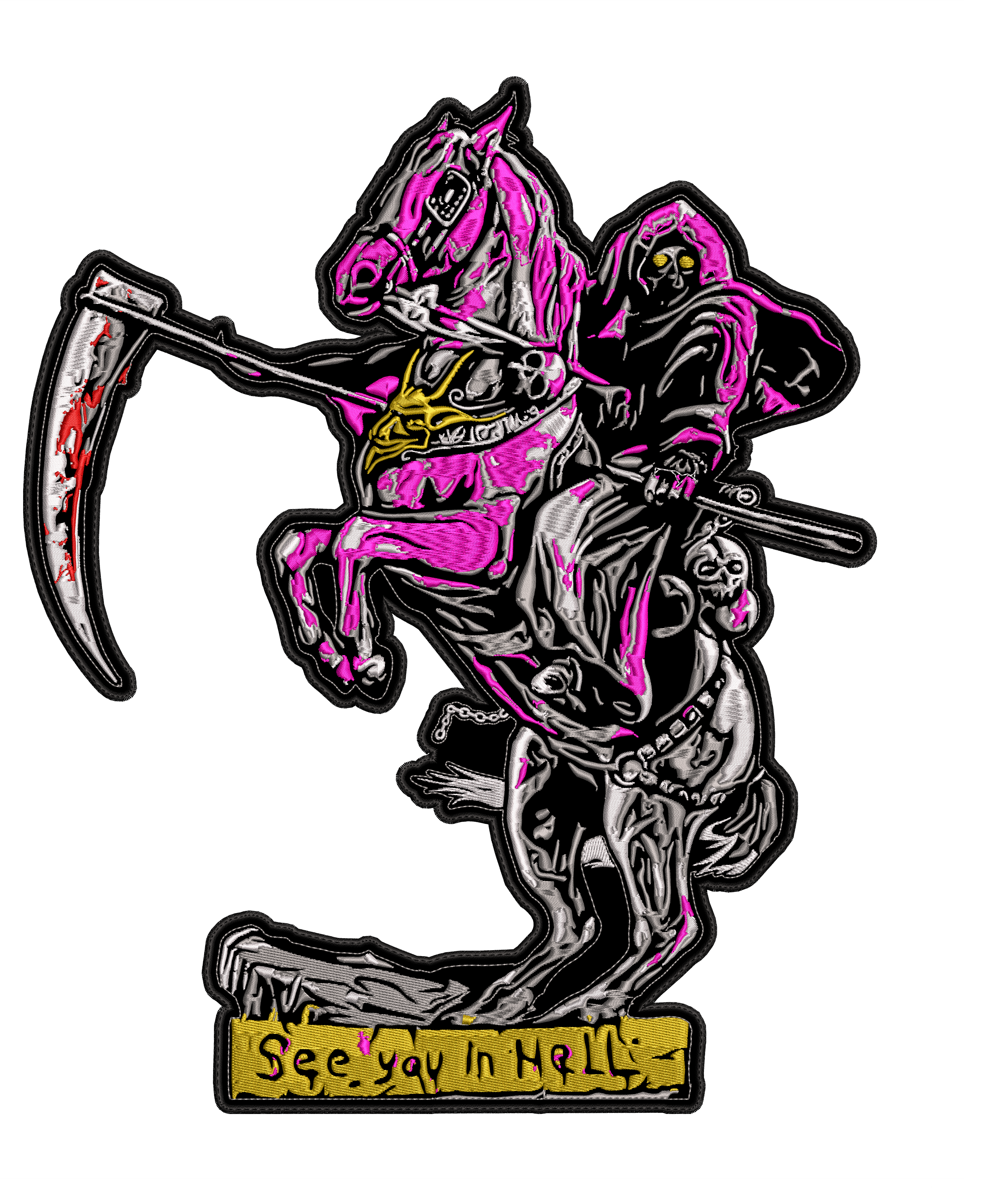 Espaldera Bordada See you in Hell GRIM REAPER Metal