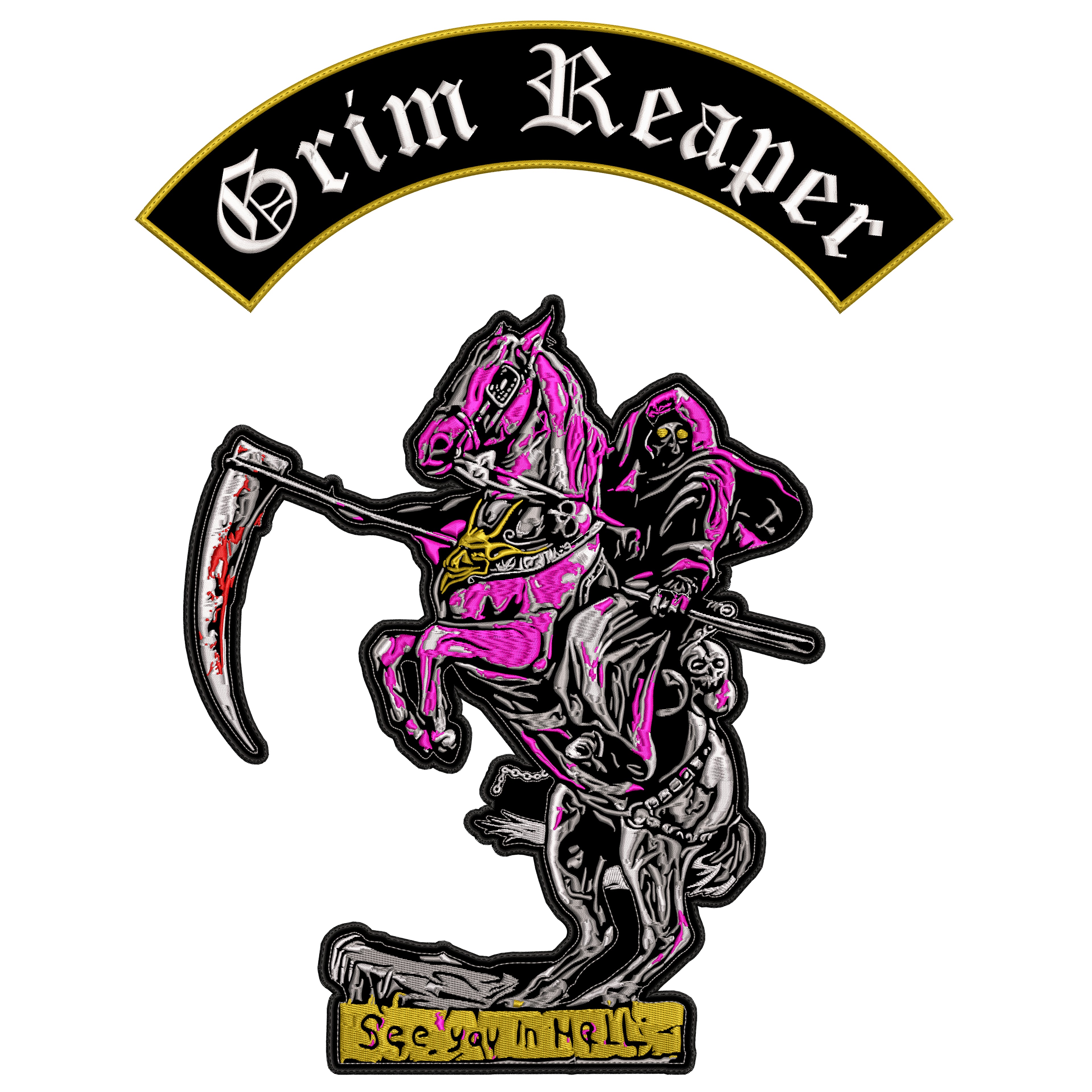 Espaldera Bordada See you in Hell GRIM REAPER Metal