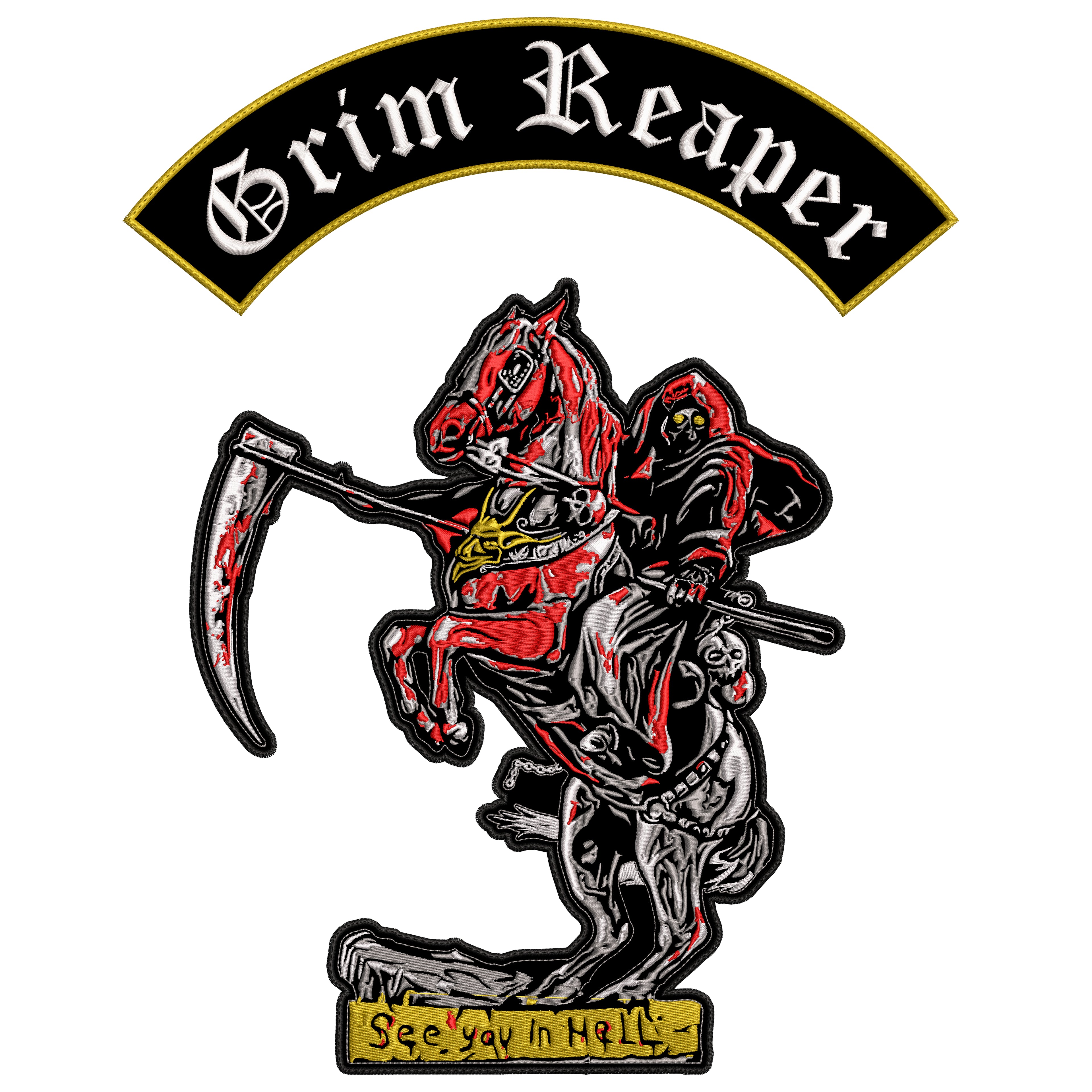 Espaldera Bordada See you in Hell GRIM REAPER Metal