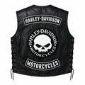 Chaleco de piel original más espaldera bordada HARLEY DAVIDSON