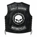 Chaleco de piel original más espaldera bordada HARLEY DAVIDSON