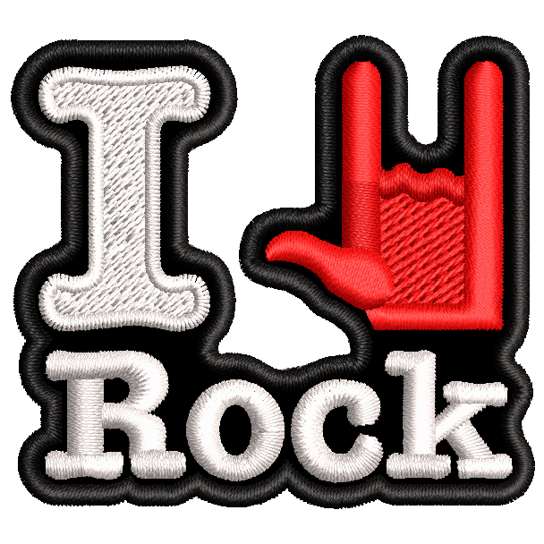 Parche Bordado Mini I LOVE ROCK