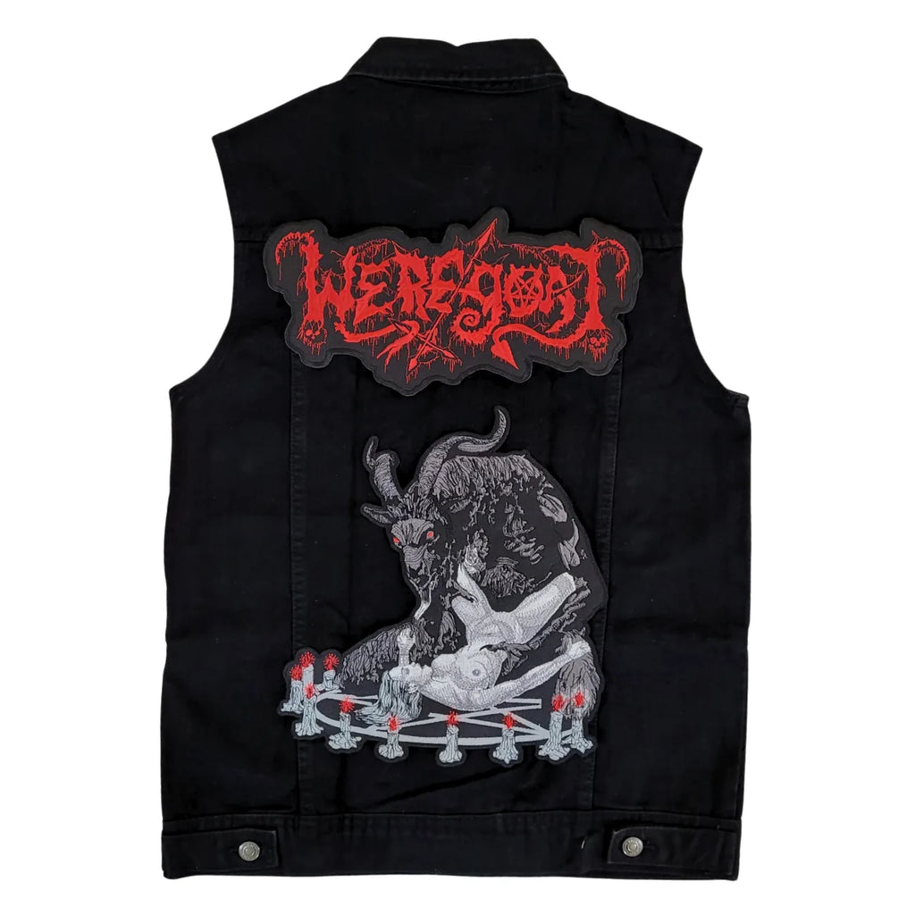 Chaleco de mezclilla más espaldera bordada R WEREGOAT Black/Death Metal