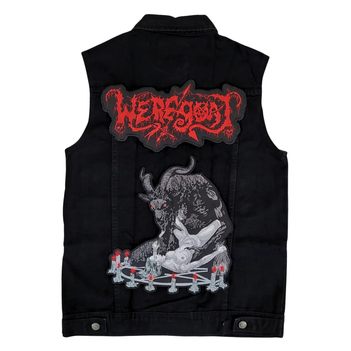 Chaleco de mezclilla más espaldera bordada R WEREGOAT Black/Death Metal