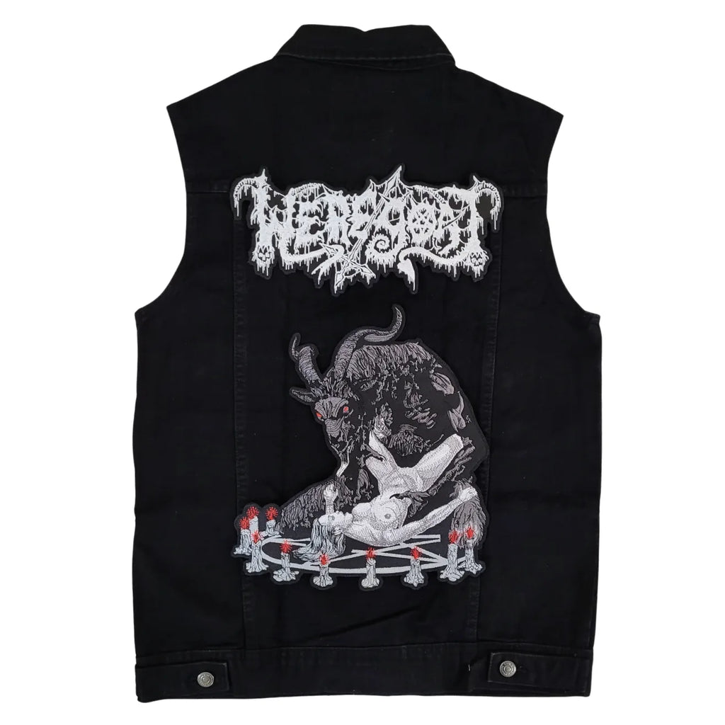 Chaleco de mezclilla más espaldera bordada R WEREGOAT Black/Death Metal