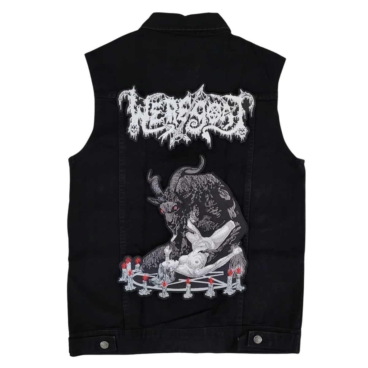 Chaleco de mezclilla más espaldera bordada R WEREGOAT Black/Death Metal