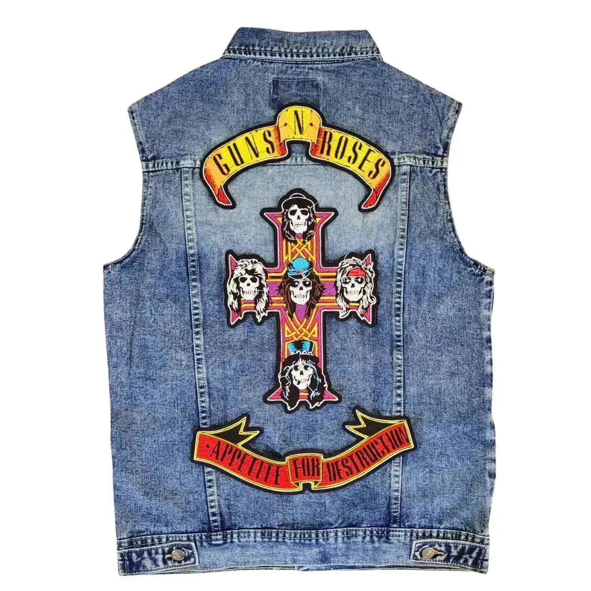 Chaleco de Mezclilla más espaldera bordada GUNS N ROSES Hard Rock