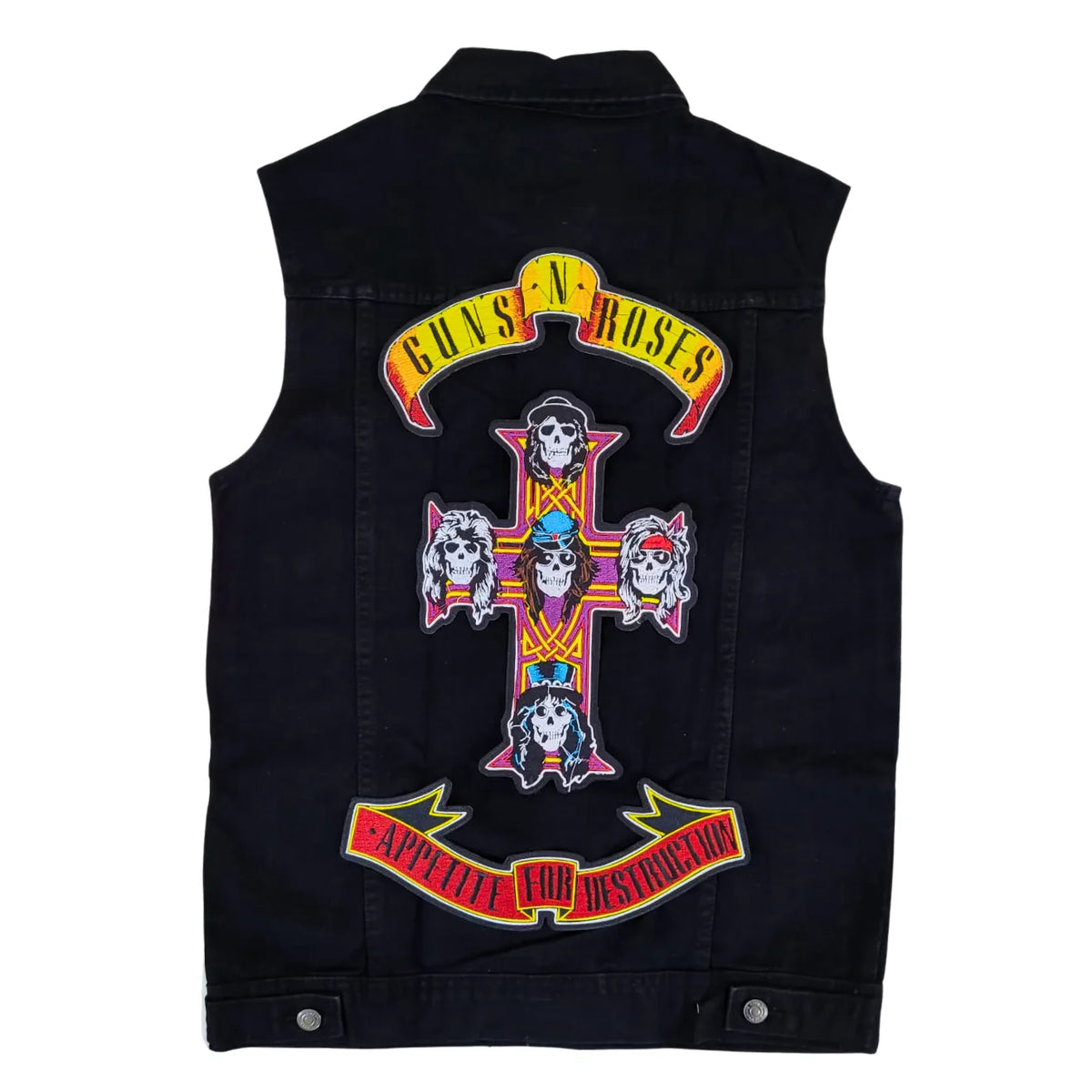 Chaleco de Mezclilla más espaldera bordada GUNS N ROSES Hard Rock