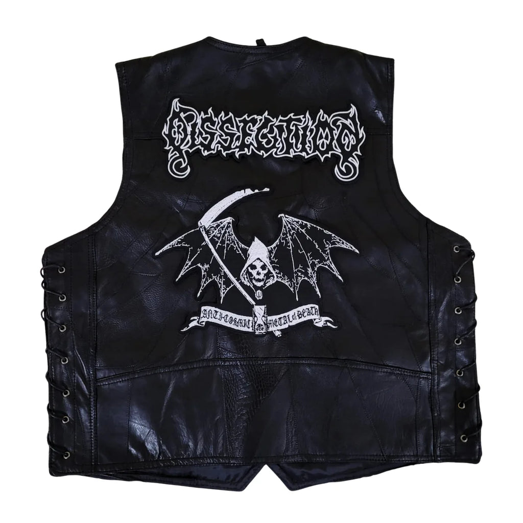 Chaleco de piel original más espaldera bordada DISSECTION Black Metal Melódico