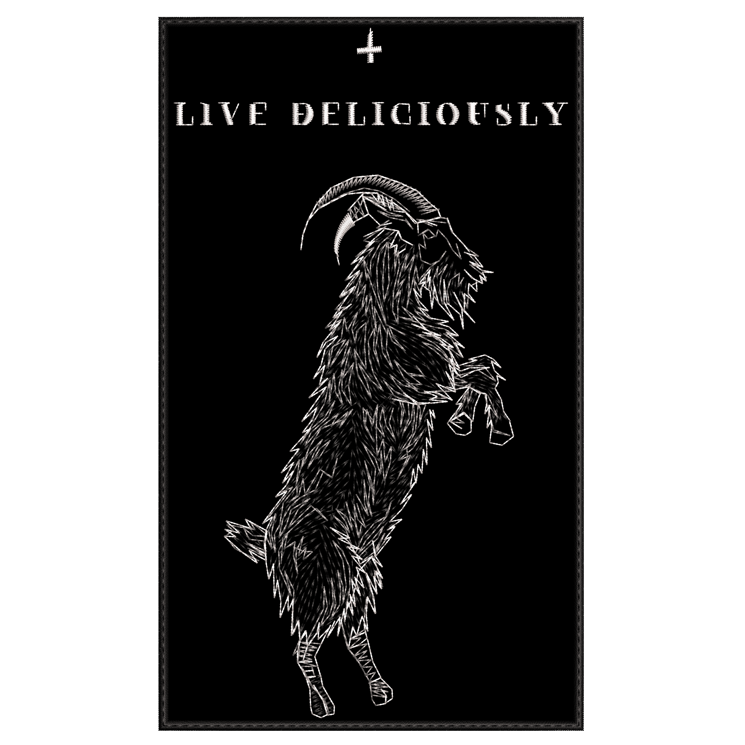 Espaldera Bordada LIVE DELICIOUSLY The Witch