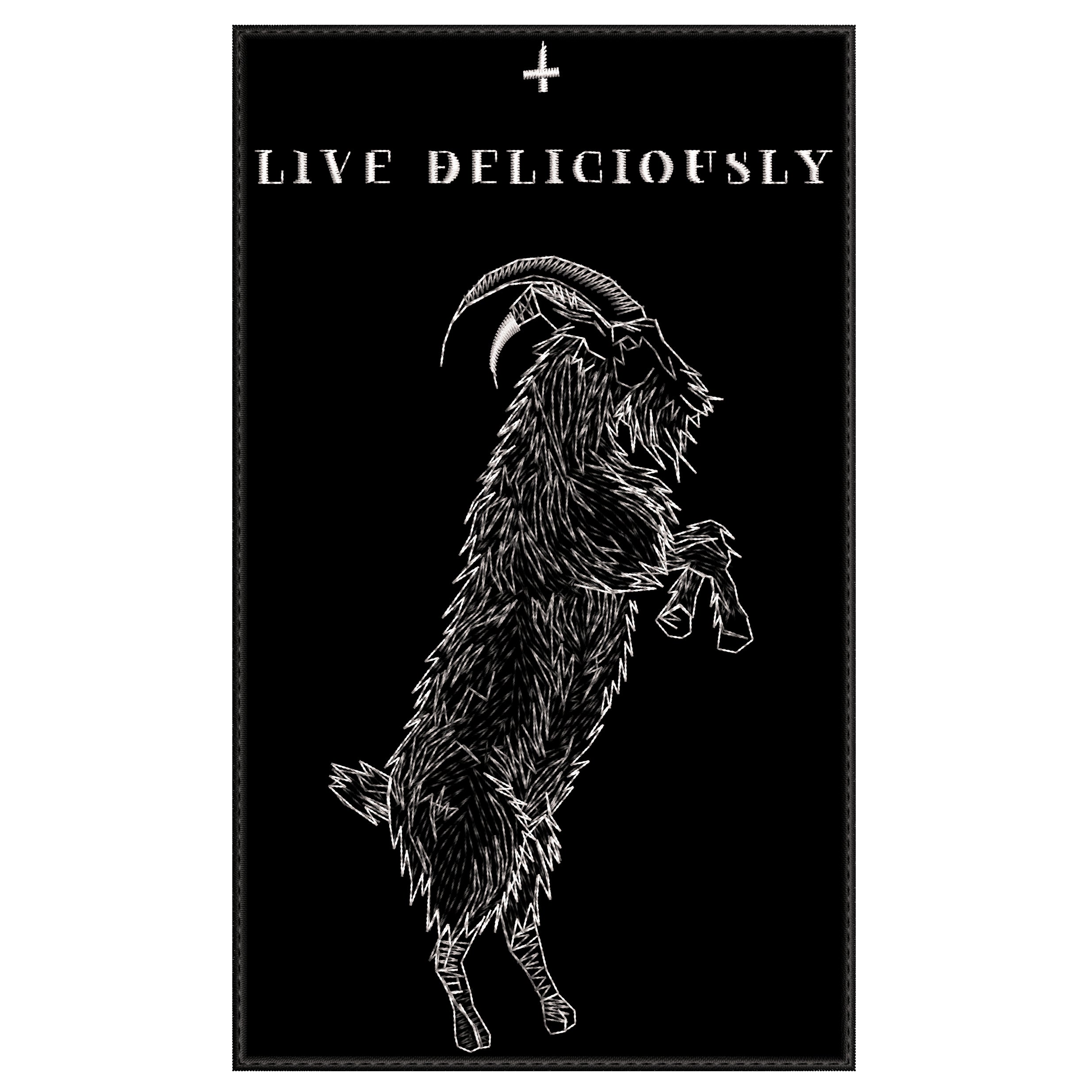 Espaldera Bordada LIVE DELICIOUSLY The Witch