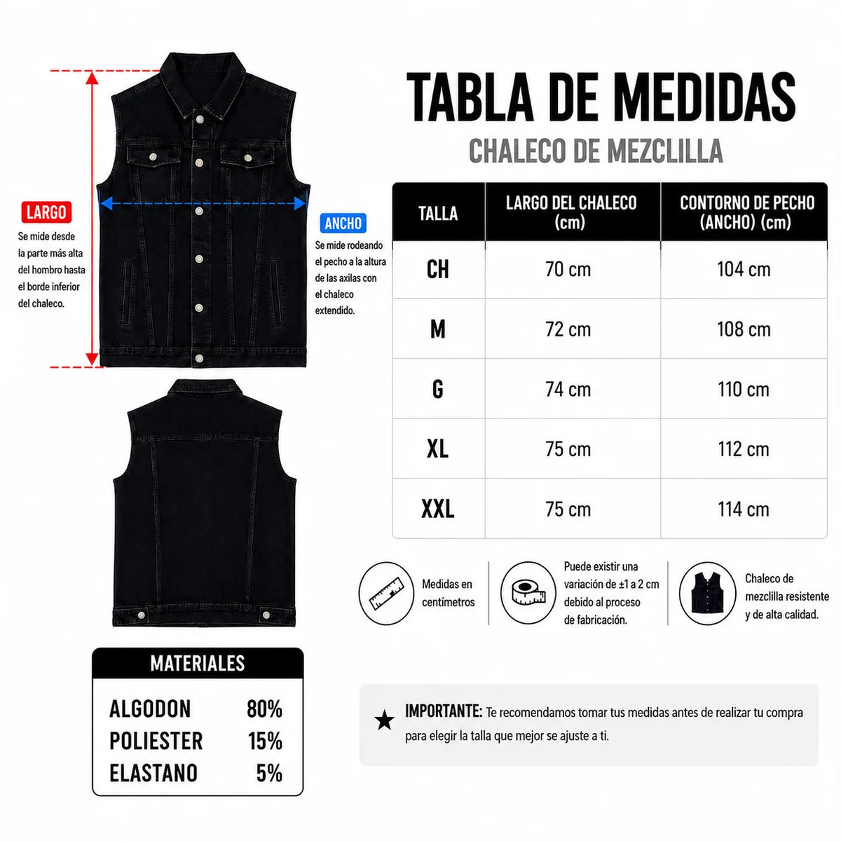 Chaleco de Mezclilla más Espaldera ACDC Hard Rock