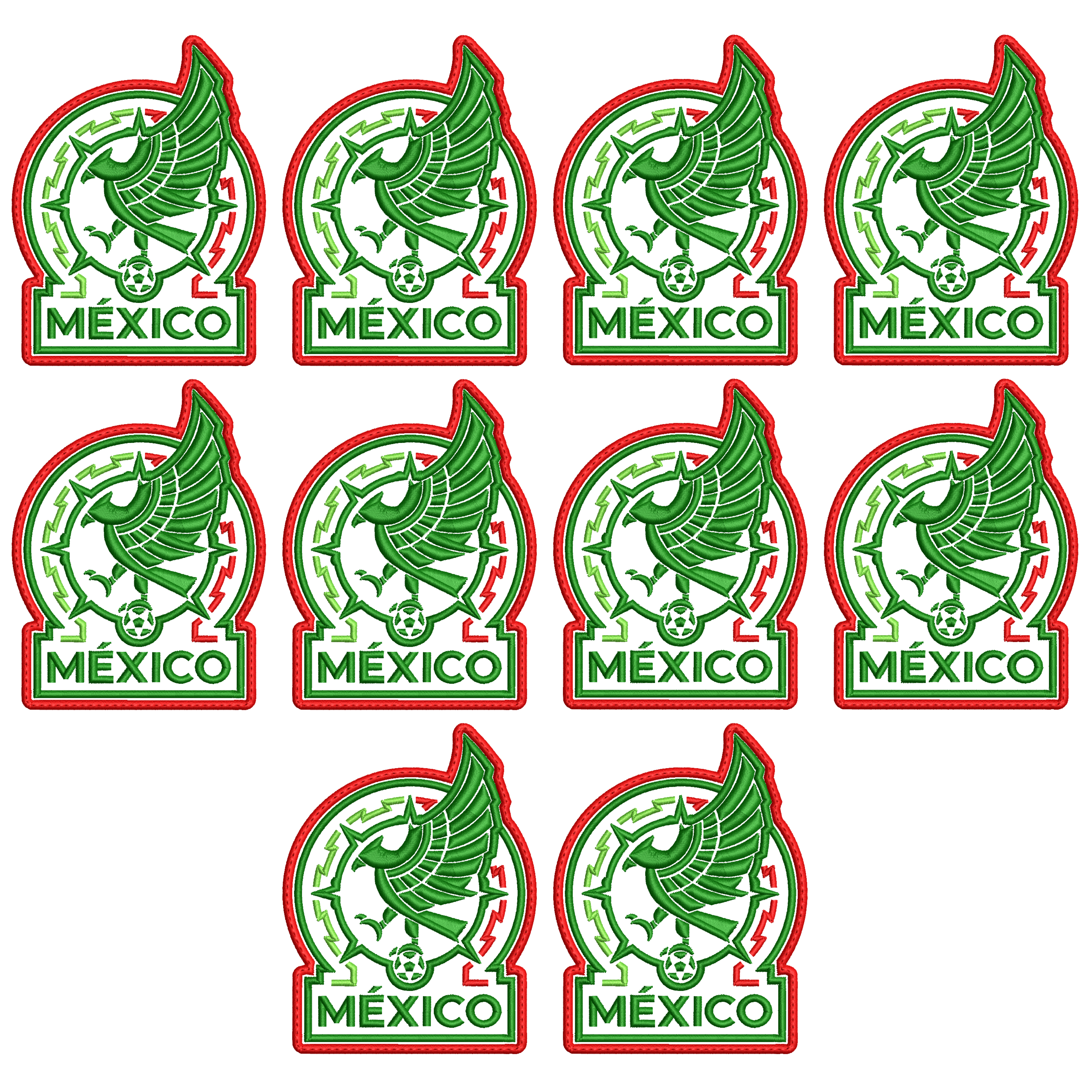 Pack 10 Parches Bordados MEXICO MUNDIAL