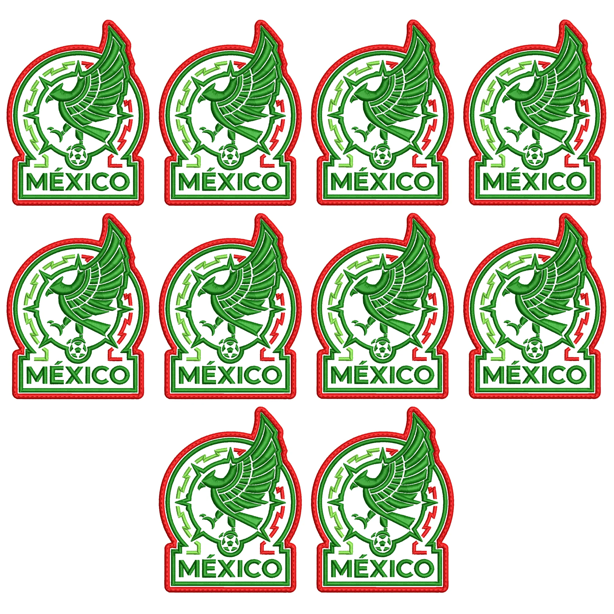 Pack 10 Parches Bordados MEXICO MUNDIAL
