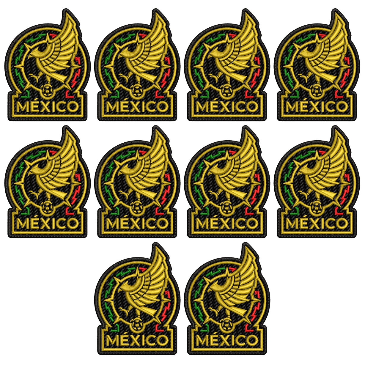 Pack 10 Parches Bordados MEXICO MUNDIAL