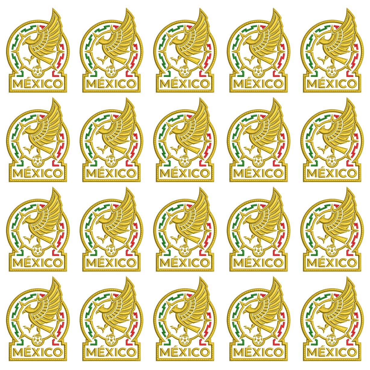 Pack 20 Parches Bordados MEXICO MUNDIAL