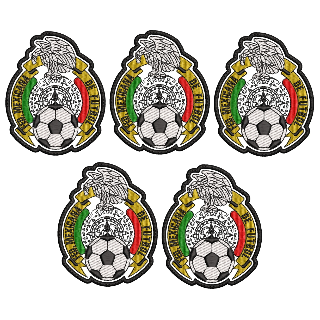 Pack 5 Parches Bordados MEXICO MUNDIAL