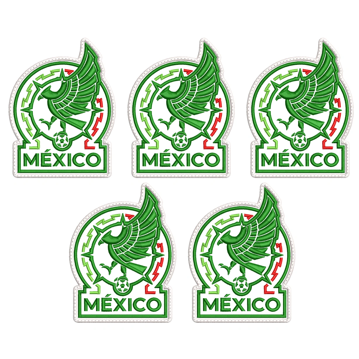 Pack 5 Parches Bordados MEXICO MUNDIAL