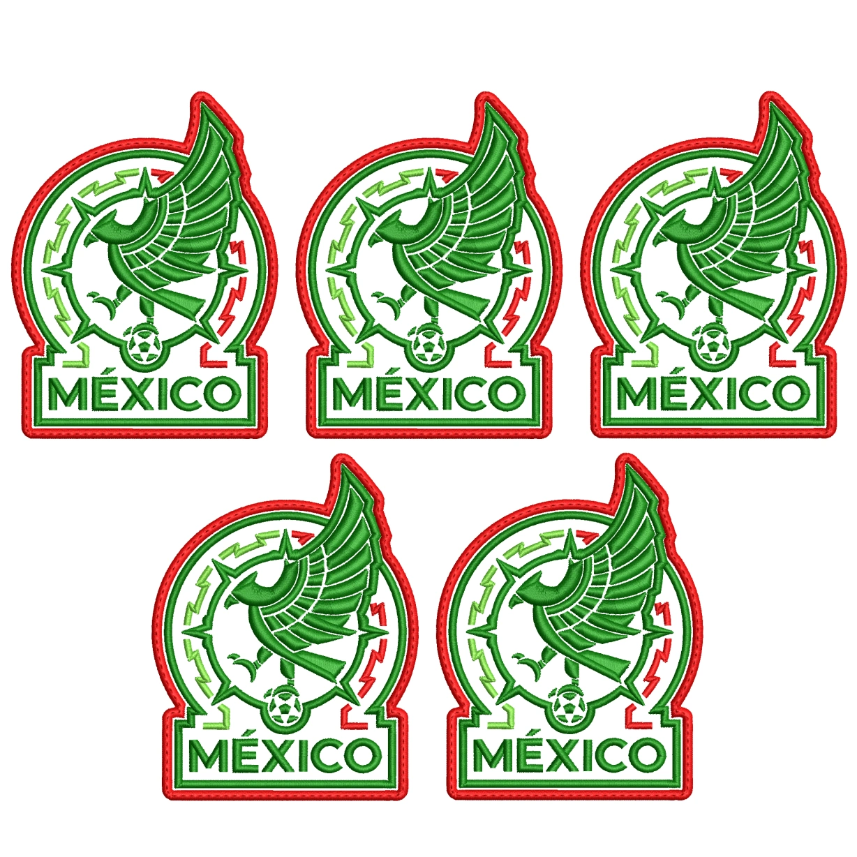 Pack 5 Parches Bordados MEXICO MUNDIAL