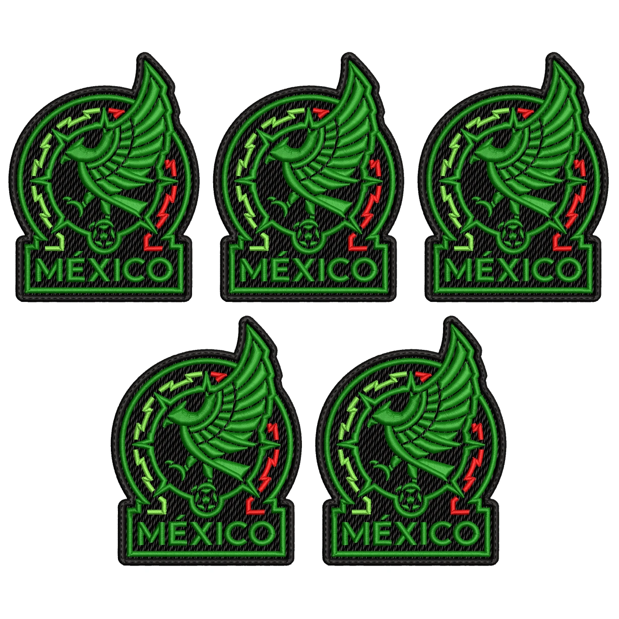 Pack 5 Parches Bordados MEXICO MUNDIAL