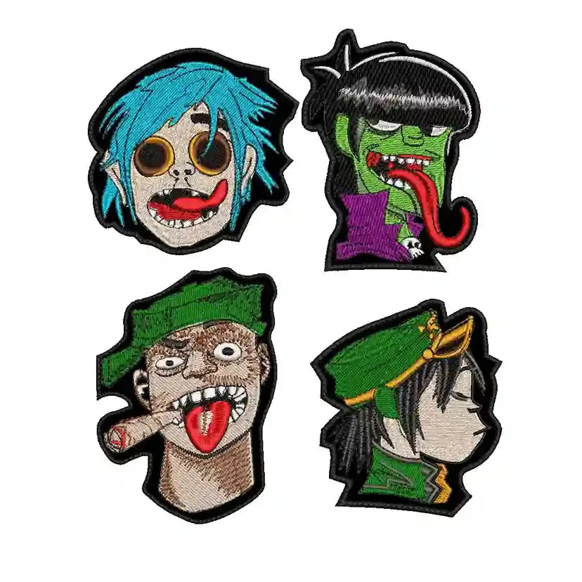 Pack Parche Bordado GORILLAZ Pop Rock Alternativo