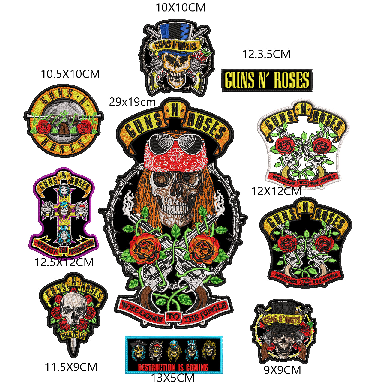 Pack Parches Bordados GUNS N´ ROSES Hard Rock
